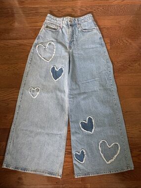 Social Tourist ultra high rise baggy jeans with heart detail - 5/27 short